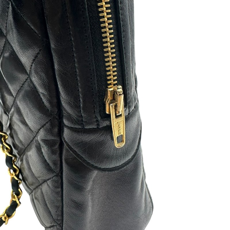 【美收精品】CHANEL 黑色菱格羊皮金鍊側肩包 C-540【隔月月中將轉賣至日本 上架期限30天】-5