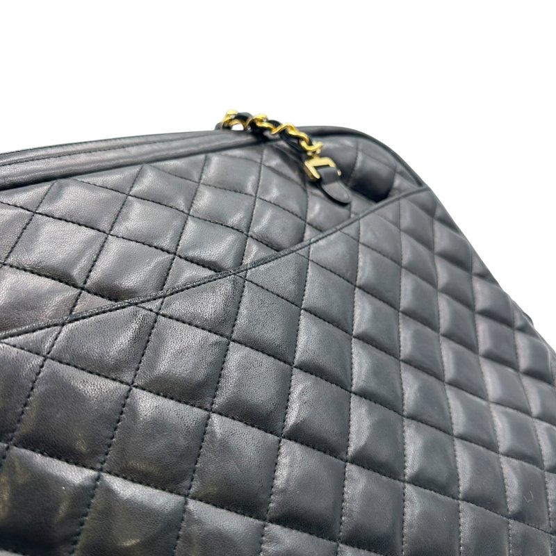 【美收精品】CHANEL 黑色菱格羊皮金鍊側肩包 C-540【隔月月中將轉賣至日本 上架期限30天】-6
