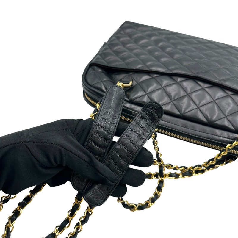 【美收精品】CHANEL 黑色菱格羊皮金鍊側肩包 C-540【隔月月中將轉賣至日本 上架期限30天】-8