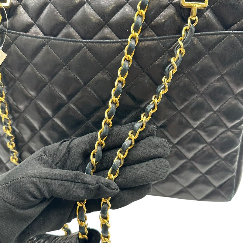 【美收精品】CHANEL 黑色菱格羊皮金鍊側肩包 C-540【隔月月中將轉賣至日本 上架期限30天】-9