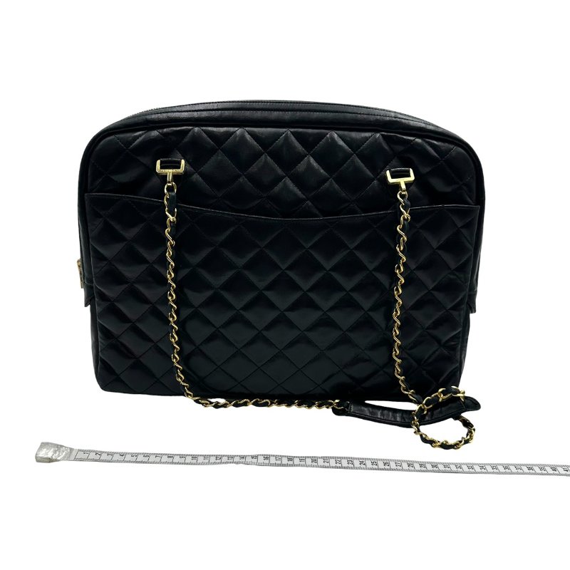 【美收精品】CHANEL 黑色菱格羊皮金鍊側肩包 C-540【隔月月中將轉賣至日本 上架期限30天】-10