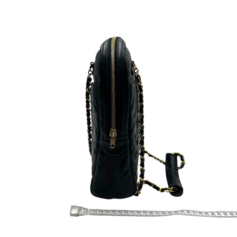 【美收精品】CHANEL 黑色菱格羊皮金鍊側肩包 C-540【隔月月中將轉賣至日本 上架期限30天】-11