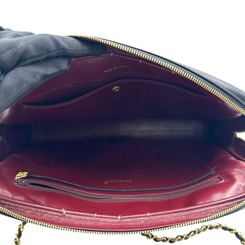 【美收精品】CHANEL 黑色菱格羊皮金鍊側肩包 C-540【隔月月中將轉賣至日本 上架期限30天】-15