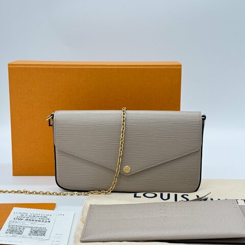 【 小編精選🌟】LOUIS VUITTON 路易威登 Félicie Pochette 三合一 Epi 牛皮 水波紋牛皮 鏈條包 手拿包 (長多位卡包*1 長零錢包*1)