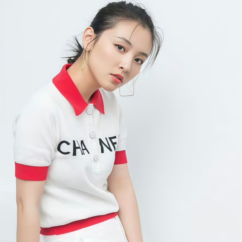 CHANEL 紅白撞色Polo針織上衣-1