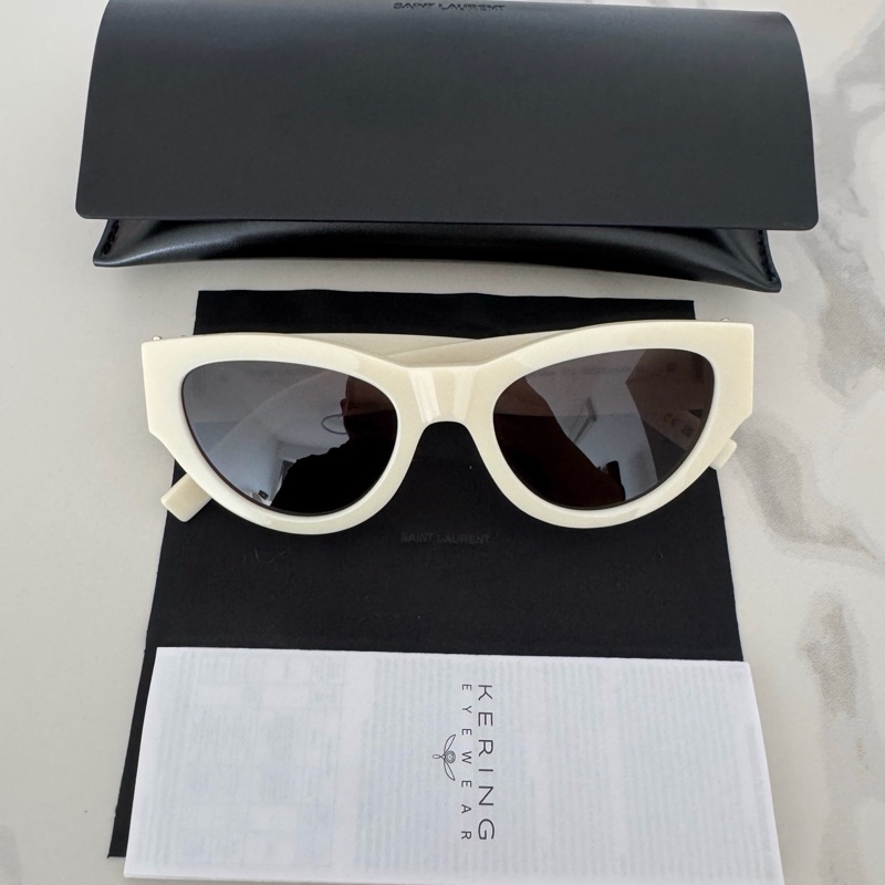 Ysl M94象牙白框 太陽眼鏡 全新全配-1