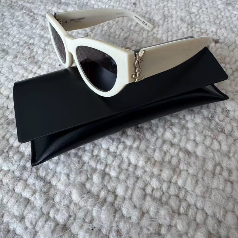 Ysl M94象牙白框 太陽眼鏡 全新全配-3