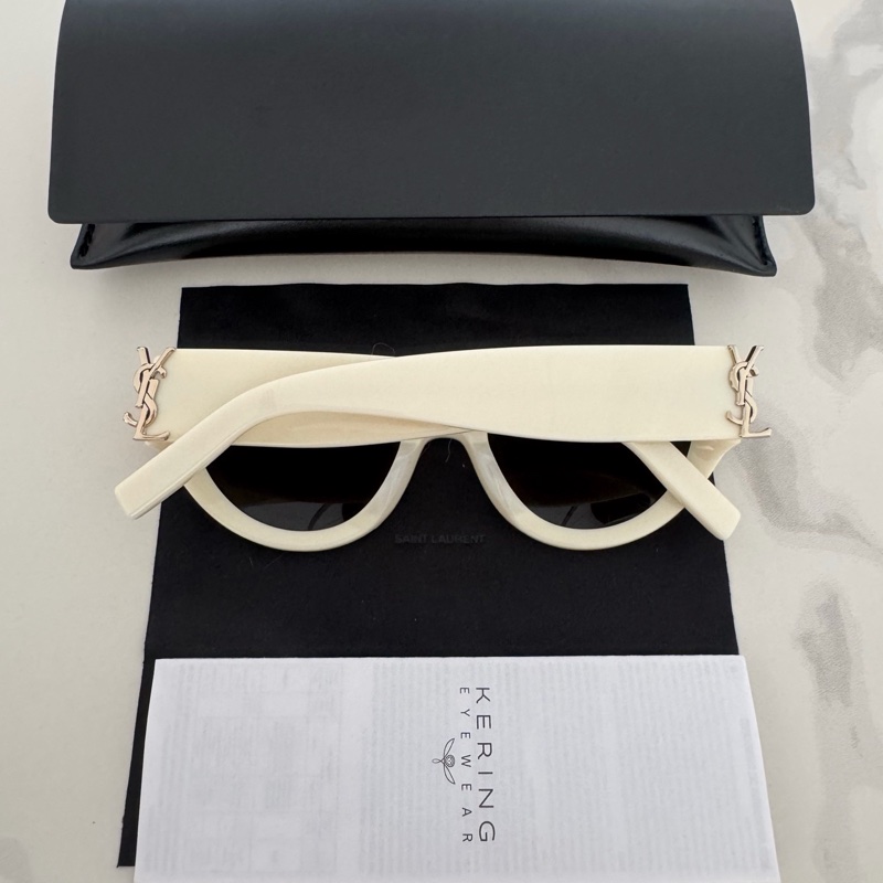 Ysl M94象牙白框 太陽眼鏡 全新全配-4