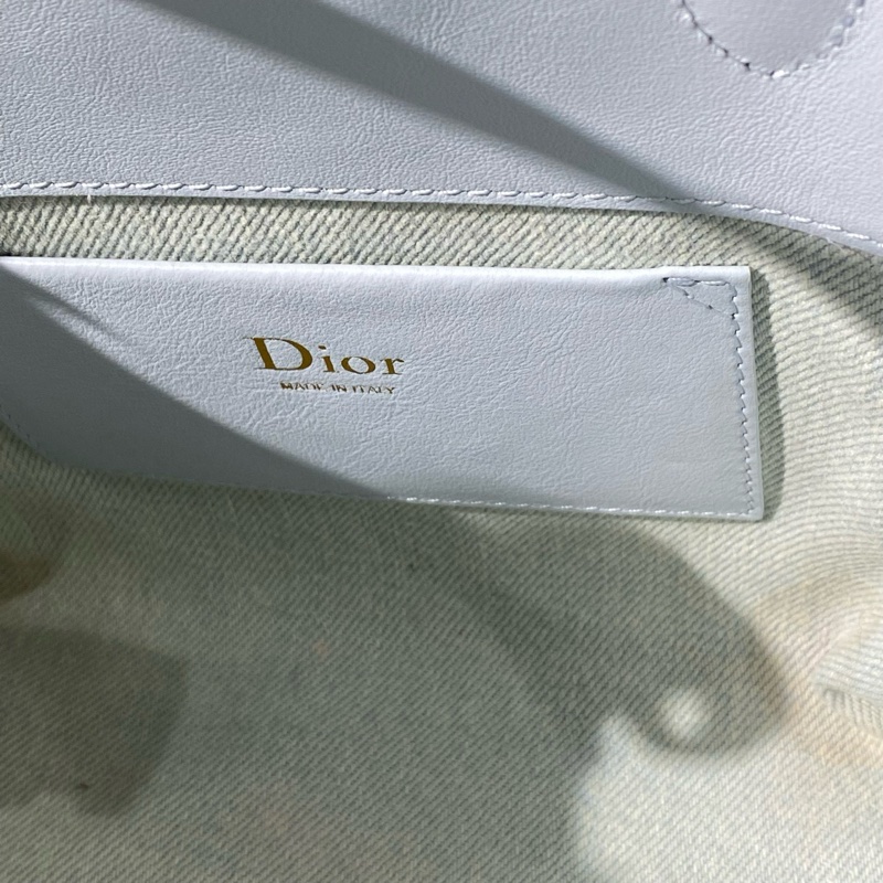 98新✨Dior迪奧 新款藍色牛仔toujours菜籃子土著竪版小號手袋手提包斜背包 金扣 ✅正品-8