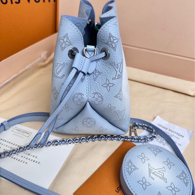 閒置新✨LV/路易威登 月光女神漸變淺藍 抽繩單肩包斜挎包  銀扣 26年票~ ✅正品-5