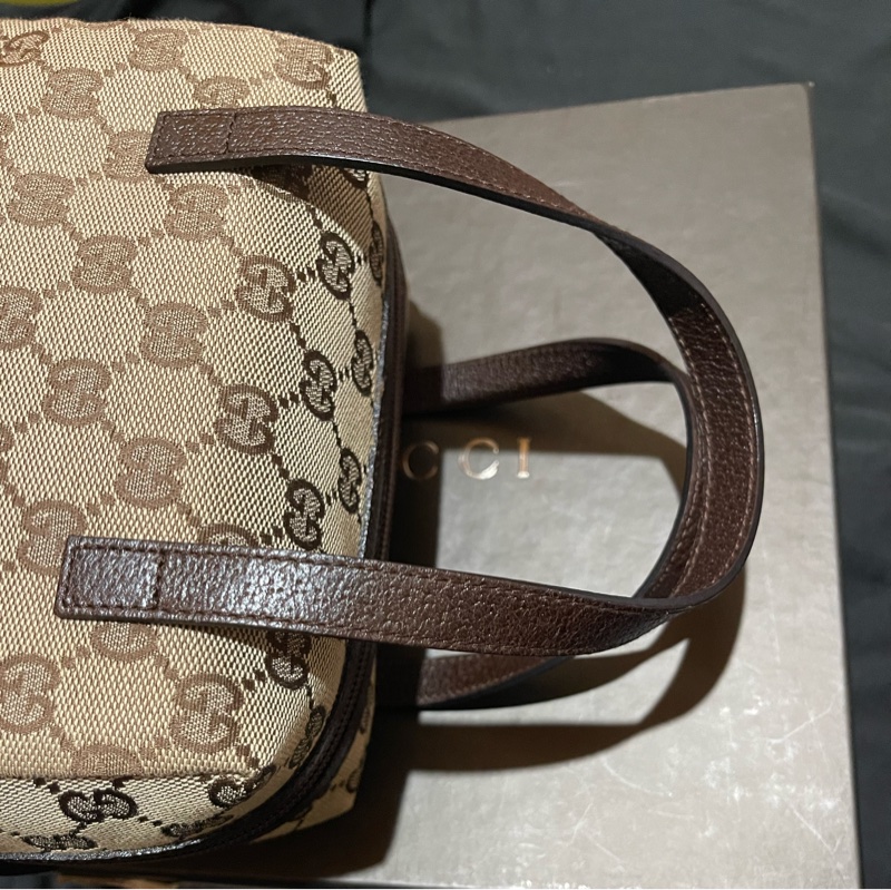 Gucci帆布經典老花手提包-4