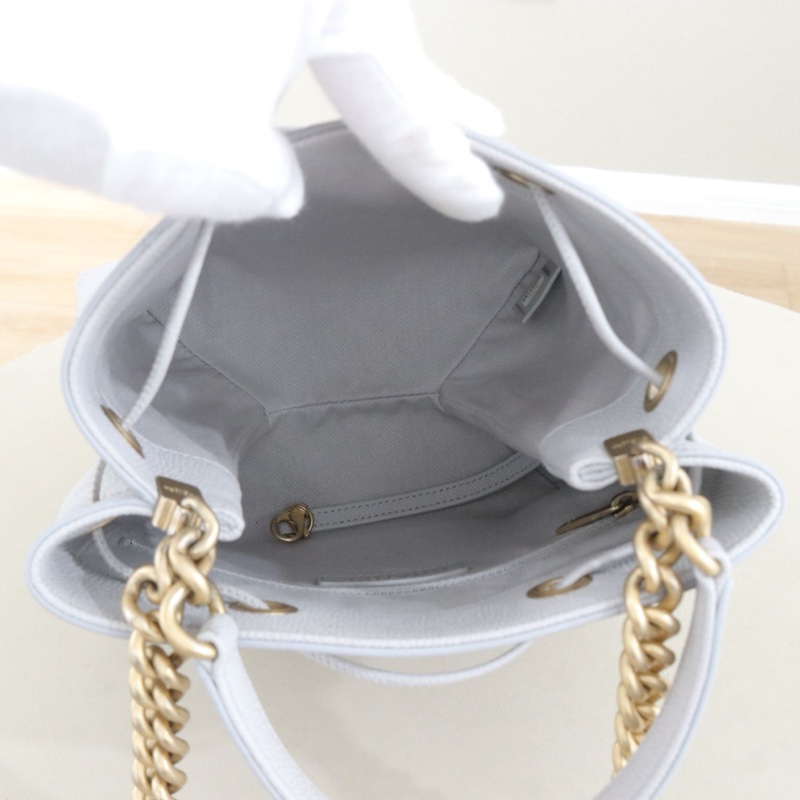 💙98新🆕Chanel/香奈兒荔枝紋牛皮 水桶包手提包斜背包 金扣 20年✅正品-3