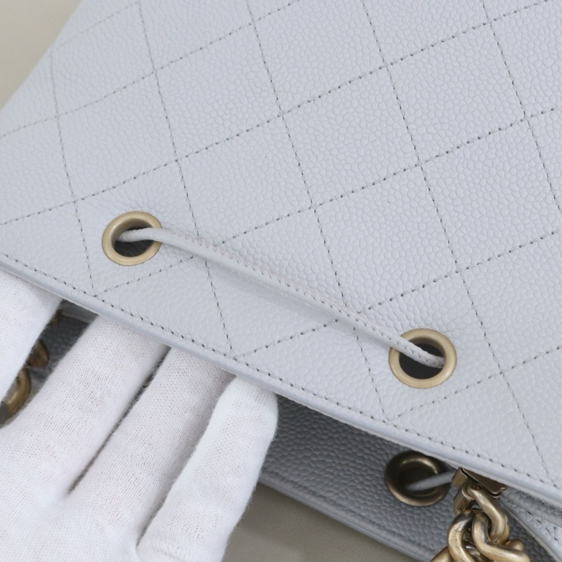 💙98新🆕Chanel/香奈兒荔枝紋牛皮 水桶包手提包斜背包 金扣 20年✅正品-5