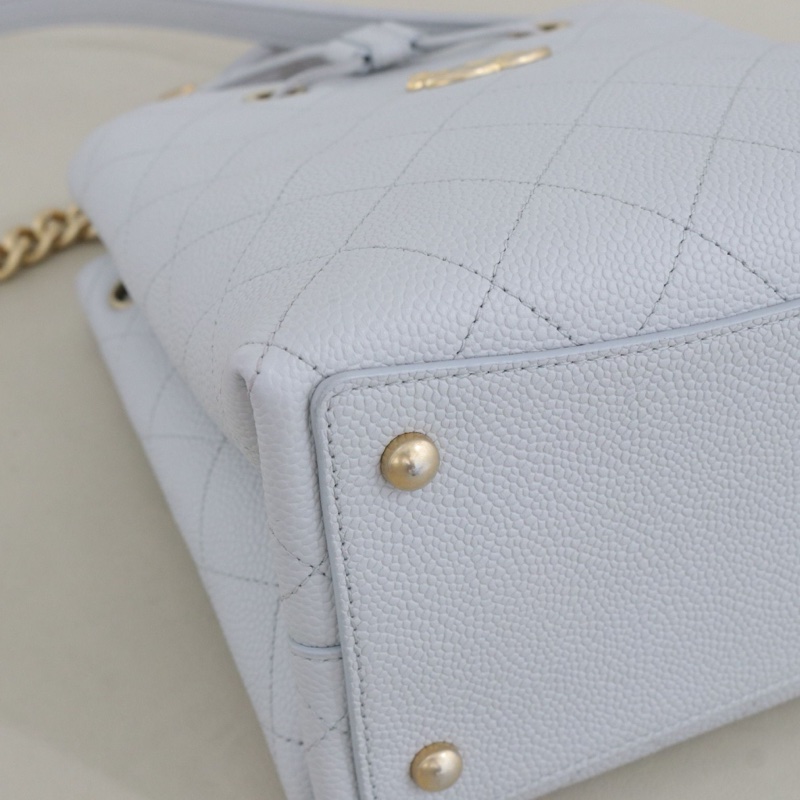 💙98新🆕Chanel/香奈兒荔枝紋牛皮 水桶包手提包斜背包 金扣 20年✅正品-6