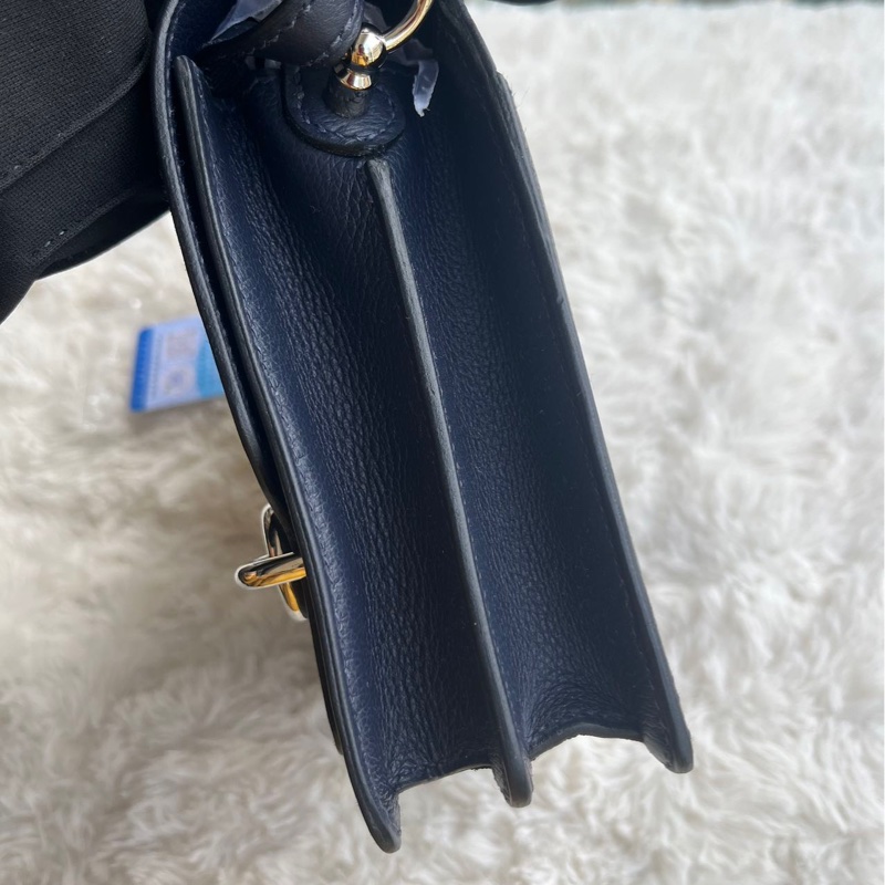 🌈Hermes💙Mini Roulis 19💙午夜藍内拼橙色銀扣🌟98.5新🌟Evercolor皮🌟豬鼻子🌟愛馬仕🌟-4