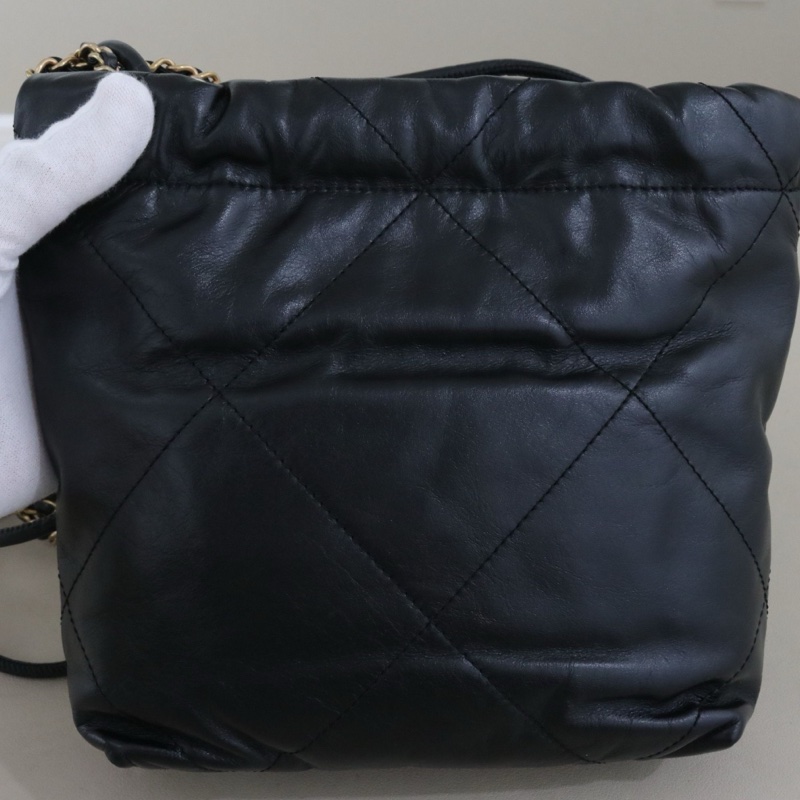 99新🆕Chanel/香奈兒22bag mini垃圾袋包 黑金牛皮單肩包斜挎包 芯片款,多種背法✅正品-1