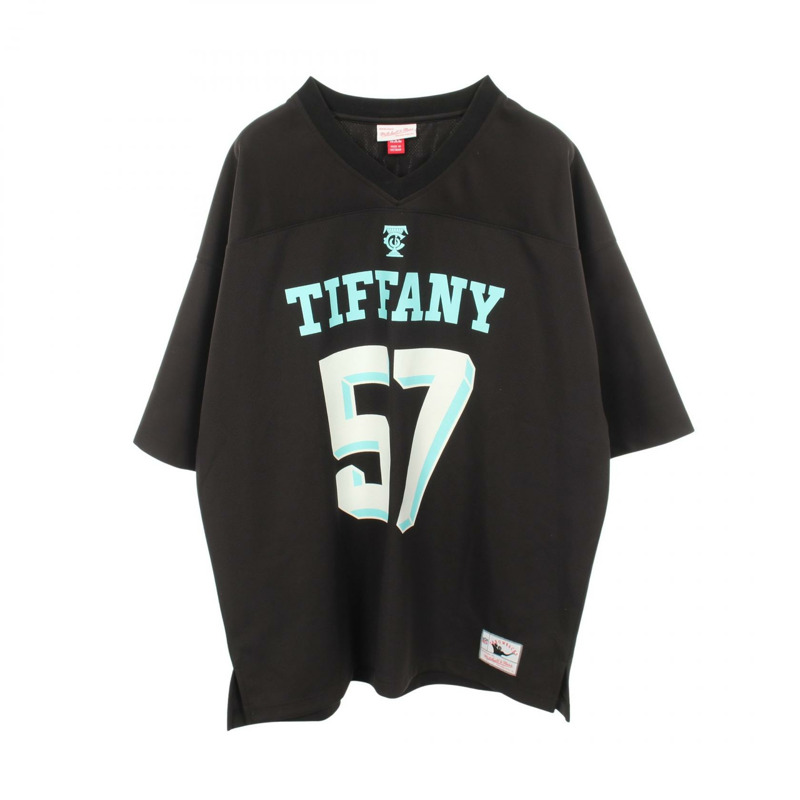 TIFFANY&CO Mitchell & Ness T卹,聚酯材質,黑色/藍色,二手男士XXL碼-0