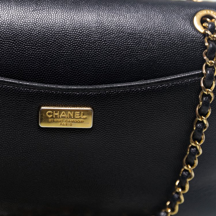 ST02 Chanel 船長金鍊條旋鎖魚子醬皮單肩包-18