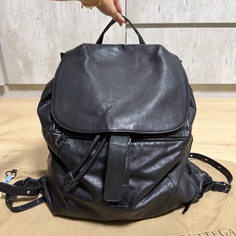 BOTTEGA VENETA BV  黑 全皮 後背包 肩背包 雙肩背-0