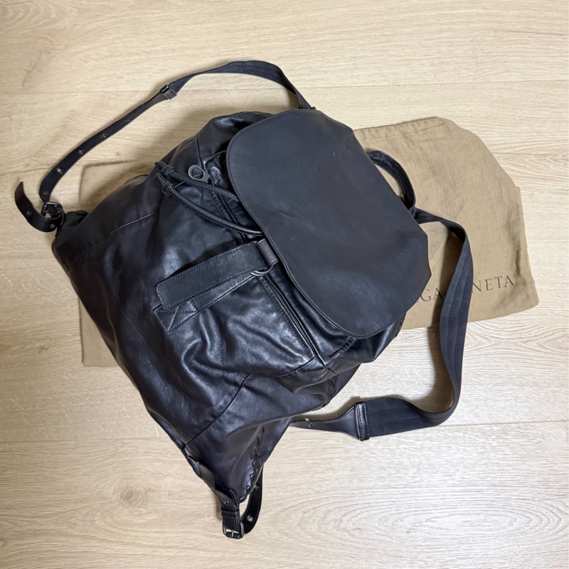 BOTTEGA VENETA BV  黑 全皮 後背包 肩背包 雙肩背-1