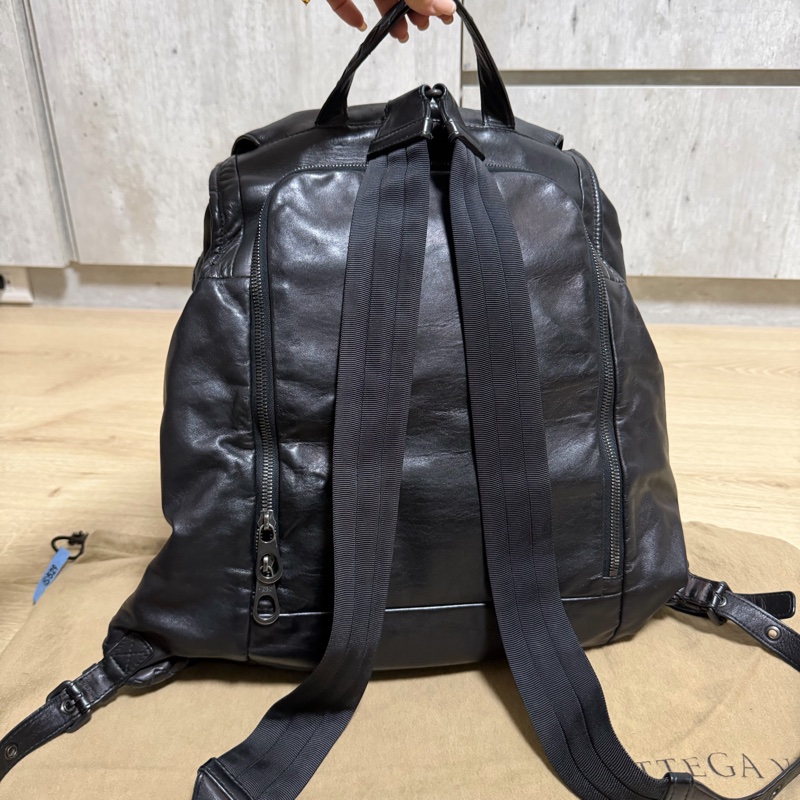 BOTTEGA VENETA BV  黑 全皮 後背包 肩背包 雙肩背-3