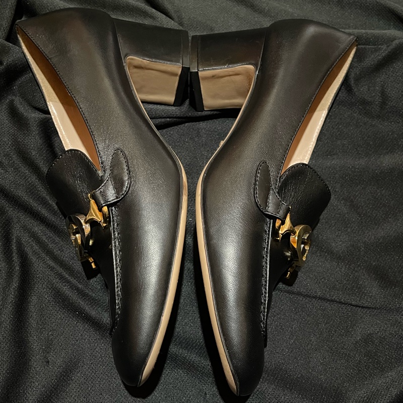 Gucci黑皮革跟鞋#39-4