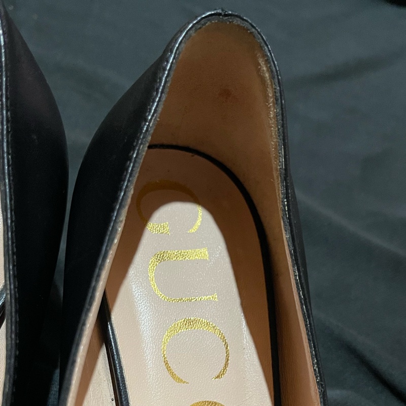 Gucci黑皮革跟鞋#39-17
