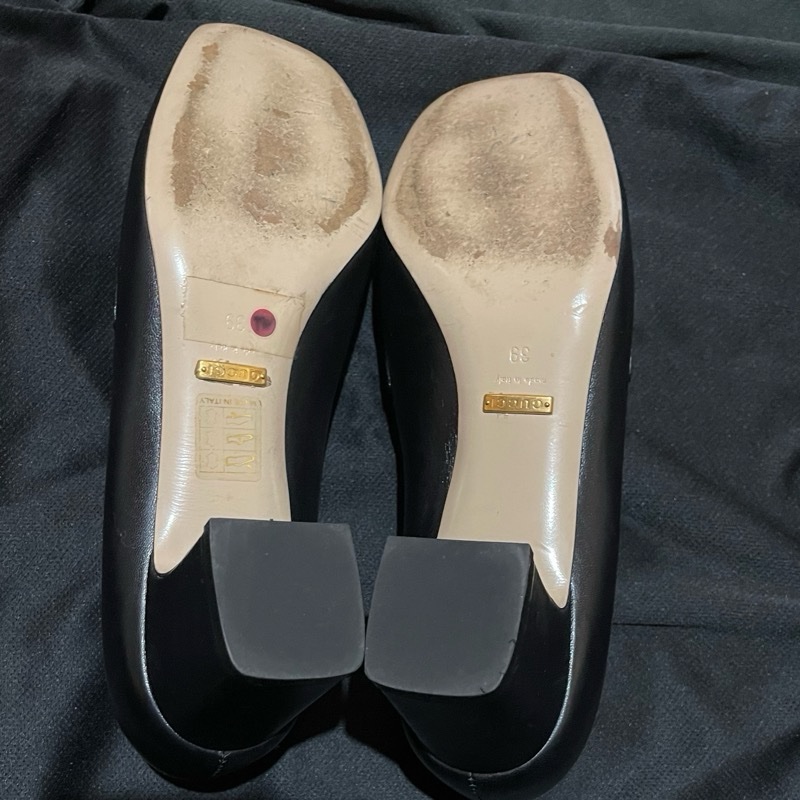 Gucci黑皮革跟鞋#39-19