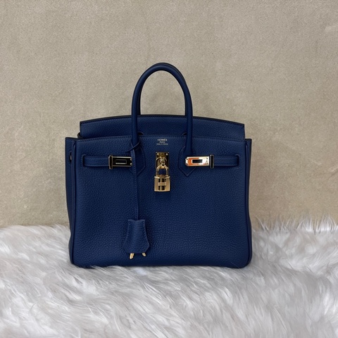 Hermes 7K深淵藍Togo皮金釦Birkin25H041344