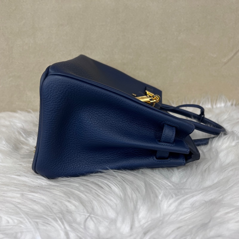 Hermes 7K深淵藍Togo皮金釦Birkin25H041344-3