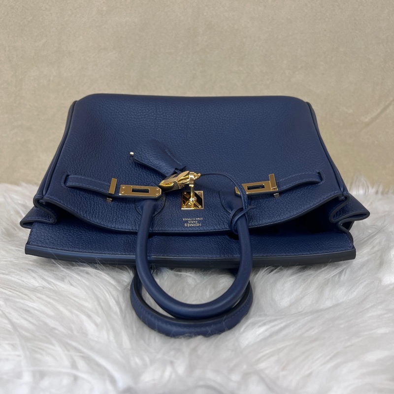 Hermes 7K深淵藍Togo皮金釦Birkin25H041344-4