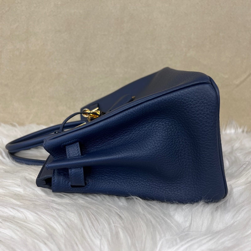 Hermes 7K深淵藍Togo皮金釦Birkin25H041344-5