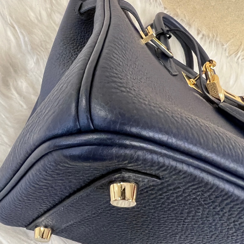 Hermes 7K深淵藍Togo皮金釦Birkin25H041344-7