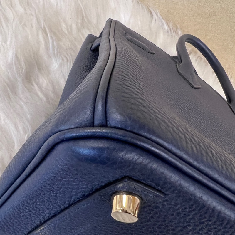 Hermes 7K深淵藍Togo皮金釦Birkin25H041344-9