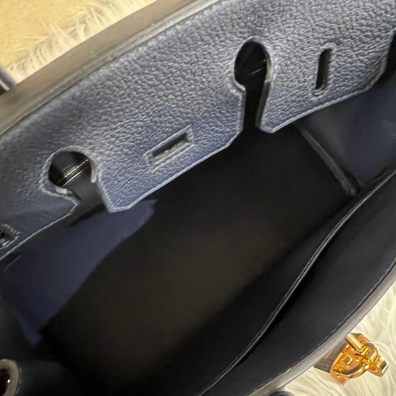 Hermes 7K深淵藍Togo皮金釦Birkin25H041344-11