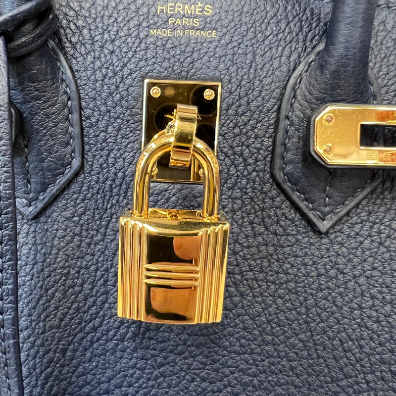 Hermes 7K深淵藍Togo皮金釦Birkin25H041344-12