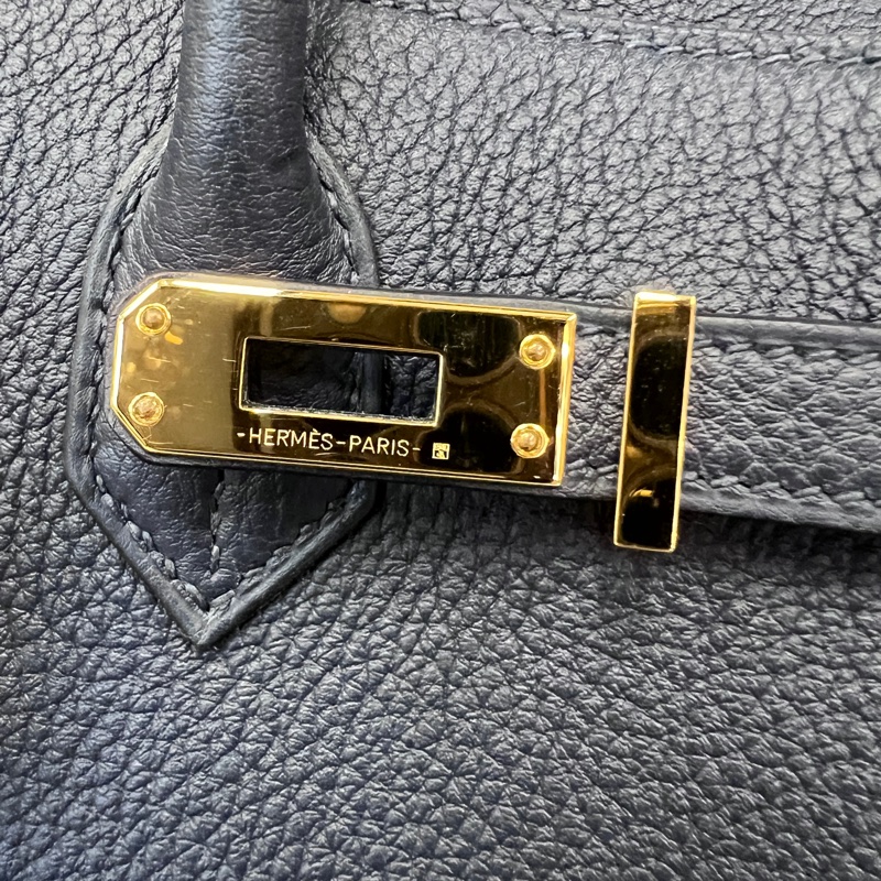 Hermes 7K深淵藍Togo皮金釦Birkin25H041344-13