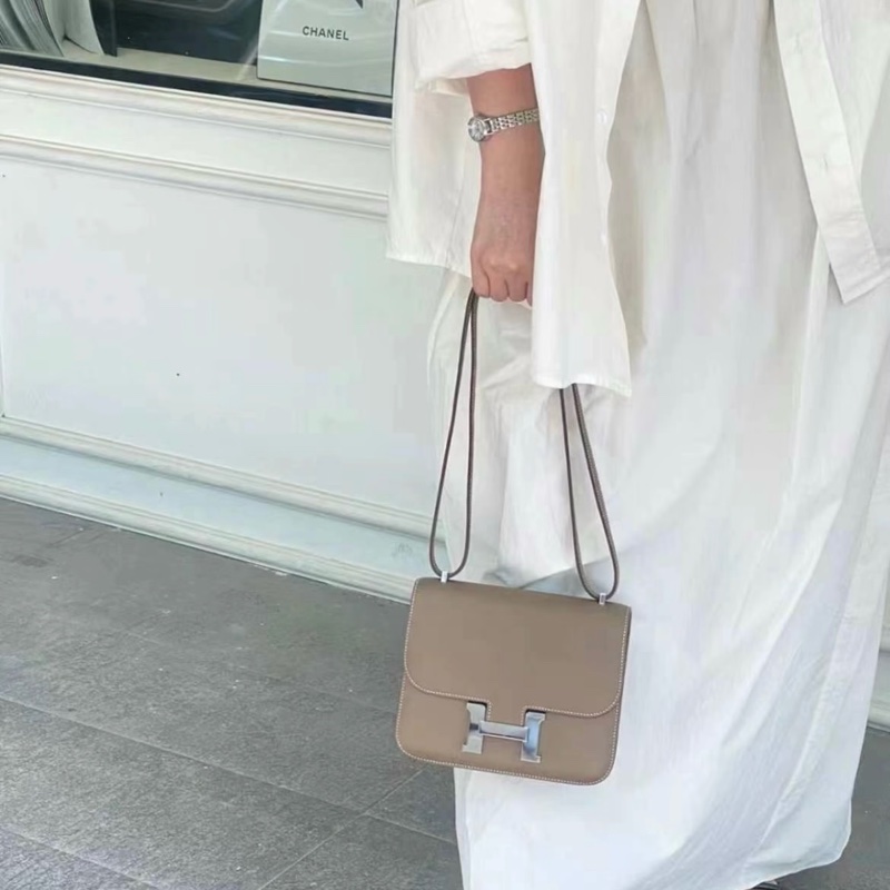 97新✨Hermes/愛馬仕Constance康康19單肩包斜背包 T刻,swift皮,銀扣 💛正品-8