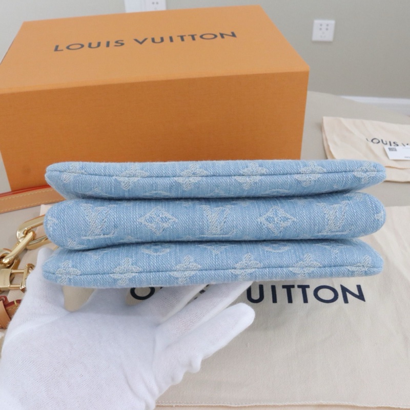 🔵99新🆕LV 路易威登Coussin BB 牛仔丹寧稀有限定款單肩包斜背包 藍色 金扣 💙正品-1