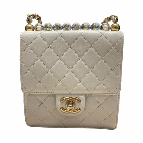 CHANEL 香奈兒 白色方形側背包