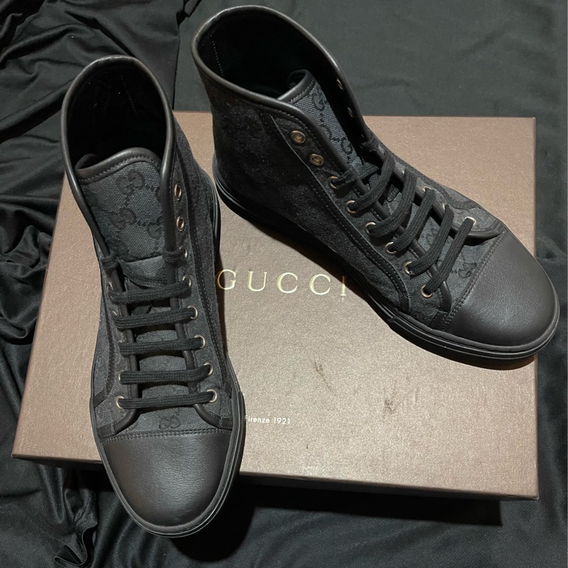 Gucci經典老花高筒帆布鞋#6.5-0
