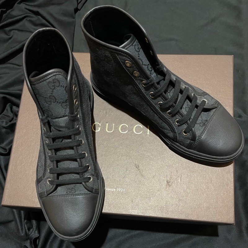 Gucci經典老花高筒帆布鞋#6.5-5
