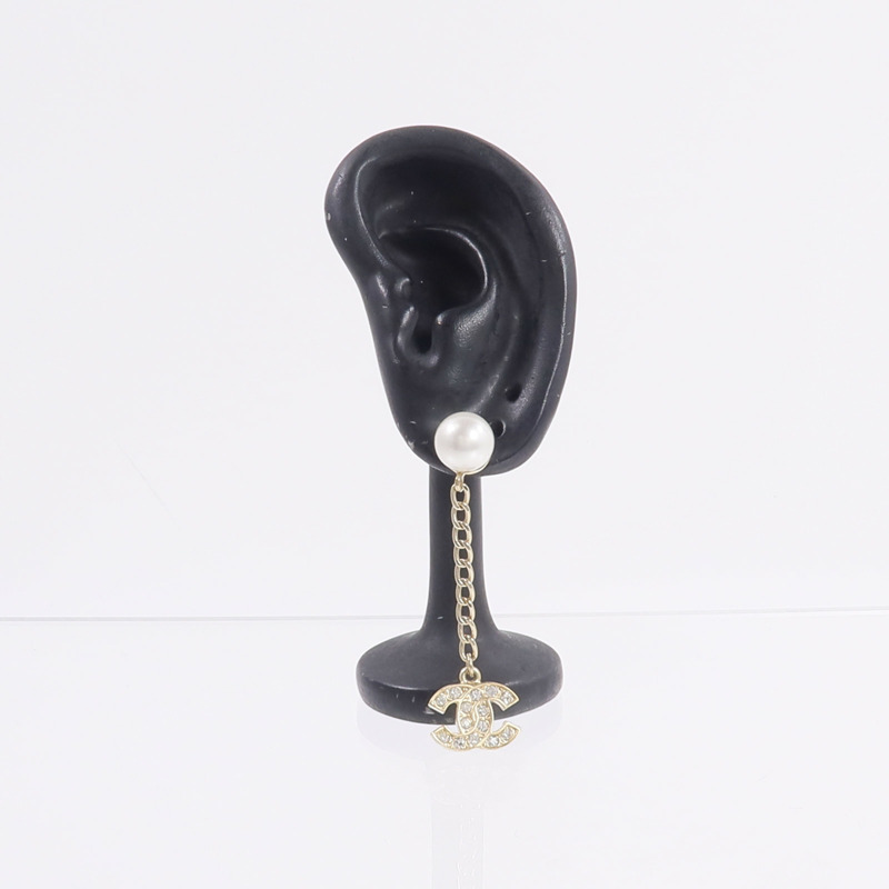 CHANEL 金屬CC Crystal Dangle Piercing Earrings耳環-7