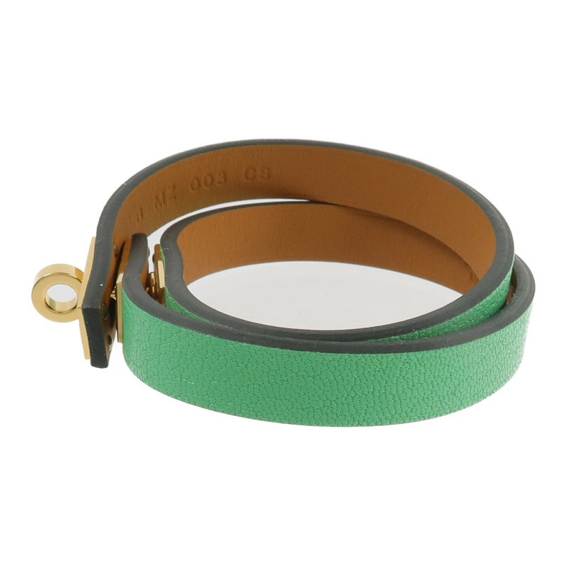 HERMES Chevre皮革Mini Kelly Double Tour手鏈Vert Comics-1