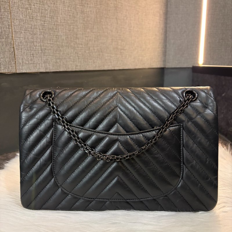 CHANEL 山型紋 SO BLACK 黑鍊復刻鏈包黑-25開-1