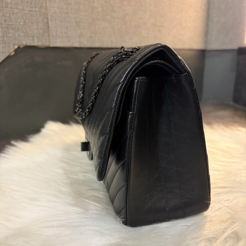CHANEL 山型紋 SO BLACK 黑鍊復刻鏈包黑-25開-2