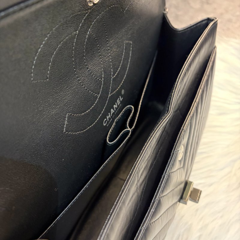 CHANEL 山型紋 SO BLACK 黑鍊復刻鏈包黑-25開-4