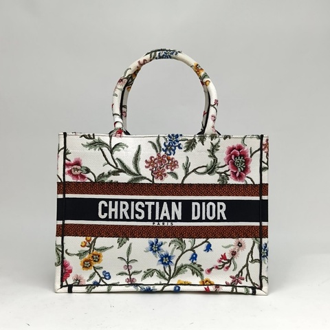 DIOR BookTote中號圖案帆布Petites繁花刺繡手提包