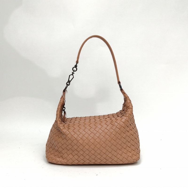 BOTTEGA VENETA 奶茶色羊皮鎢鋼扣經典編織腋下包飯盒包-2