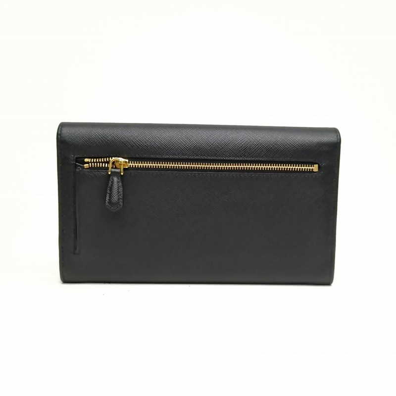 PRADA 黑色牛皮長款錢包-2
